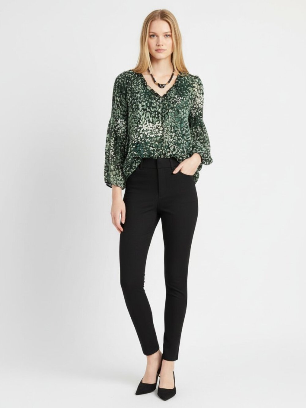 Green Abstract Leaf Boho Tunic